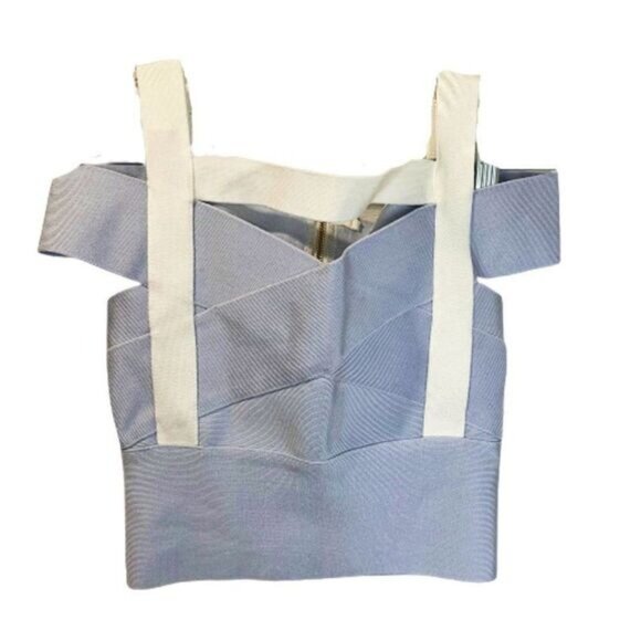 Women's Crisscross Cut Out Cold‎ Shoulder Fitted Top NWOT - Picture 2 of 5